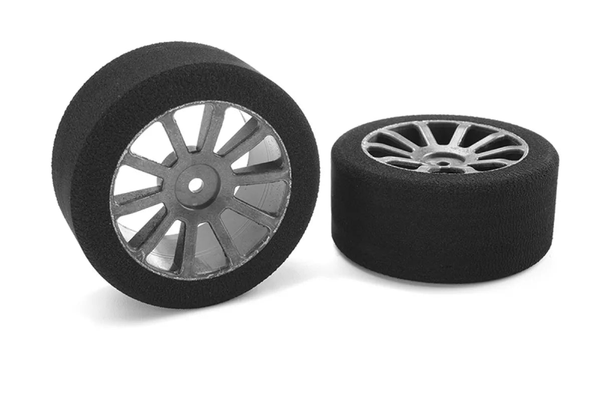 Team Corally 1.9" Attack Foam (37 Shore) 30mm Rear Tyres on 10-Spoke Grey Rims - Glued Wheels 2Pcs C-14705-37