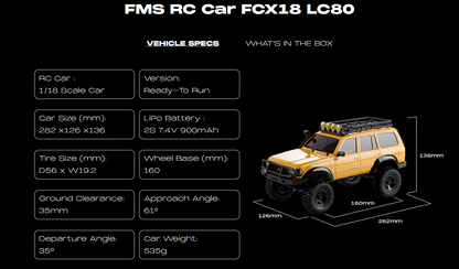 FMS 1:18 TOYOYA LC80 RTR Grey (FMS11831RTRGY)