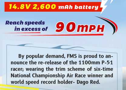 1100MM P-51 Dago Red FMS134P-REFV2