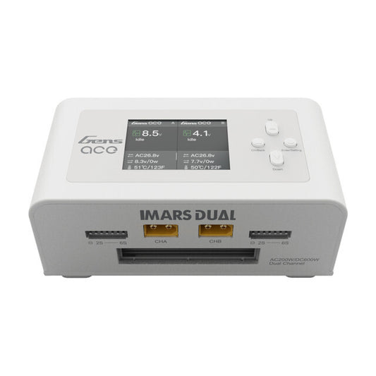 GensAce Imars Dual Channel AC200W/DC300Wx2 Balance Charger White Item No.: GEA200WDUAL-AW