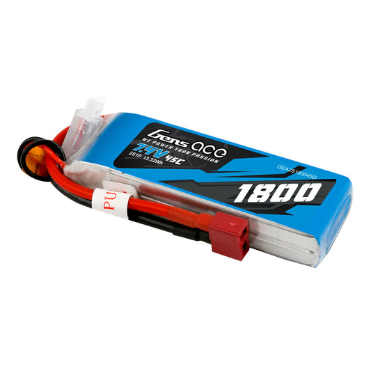 Gens Ace 2S 1800mAh 7.4V 45C Soft Case LiPo Battery (Deans) Item No.: GEA2S180045D