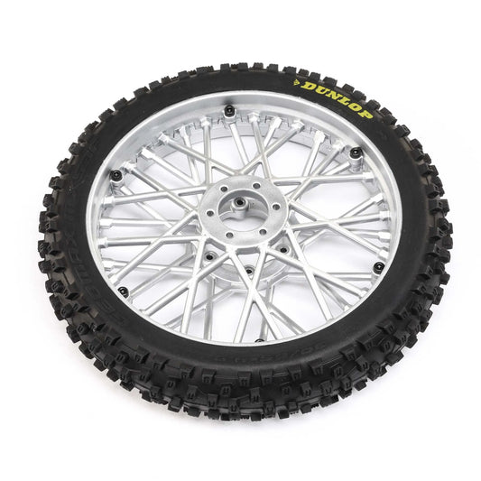 Losi Dunlop MX53 Front Tyre Mounted with Chrome Wheel, ProMoto-MX
