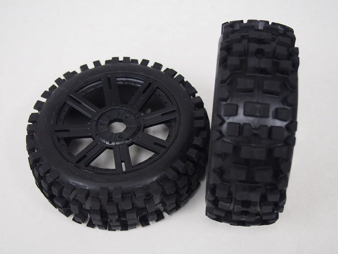 B-ULLDOZE 1/8 BUGGY TIRE SOFT / BLACK SPOKE RIM / MOUNTED