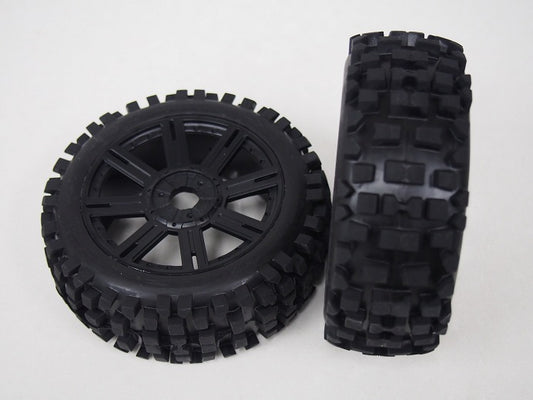 B-ULLDOZE 1/8 BUGGY TIRE SOFT / BLACK SPOKE RIM / MOUNTED