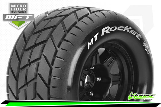 MFT 1/8 MT-ROCKET MONSTER TRUCK TIRE SPORT / 0 OFFSET BLACK RIM HEX 17mm / MOUNTED