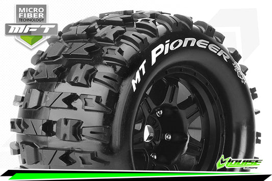 MFT 1/8 MT-PIONEER MONSTER TRUCK TIRE SPORT / 0 OFFSET BLACK RIM HEX 17mm / MOUNTED