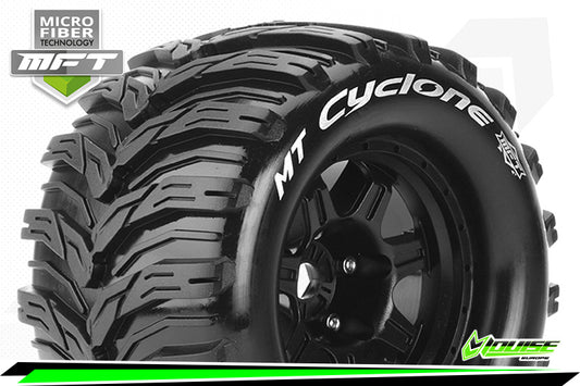 MFT 1/8 MT-CYCLONE MONSTER TRUCK TIRE SPORT / 0 OFFSET BLACK RIM HEX 17mm / MOUNTED