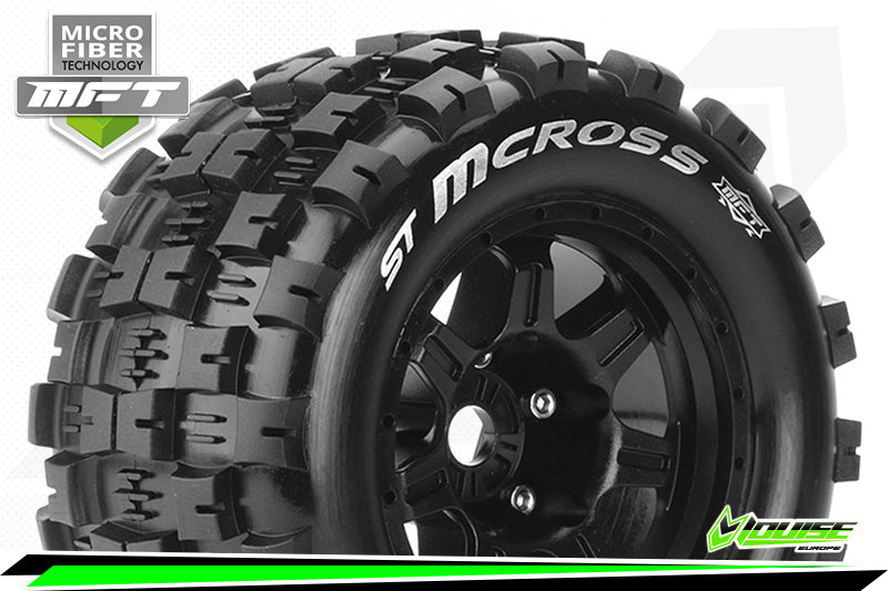 MFT 1/8 ST-MCROSS STADIUM TRUCK TIRE SPORT / 1/2 OFFSET BLACK RIM HEX 17mm / MOUNTED