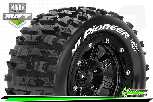 MFT MAXX MT-PIONEER MONSTER TRUCK TIRE SOFT / 1/2 OFFSET BEAD-LOCK BLACK RIM HEX 17mm / MOUNTED LT3329SB