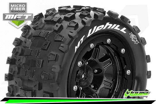 MFT MAXX MT-UPHILL MONSTER TRUCK TIRE SOFT / 1/2 OFFSET BEAD-LOCK BLACK RIM HEX 17mm / MOUNTED