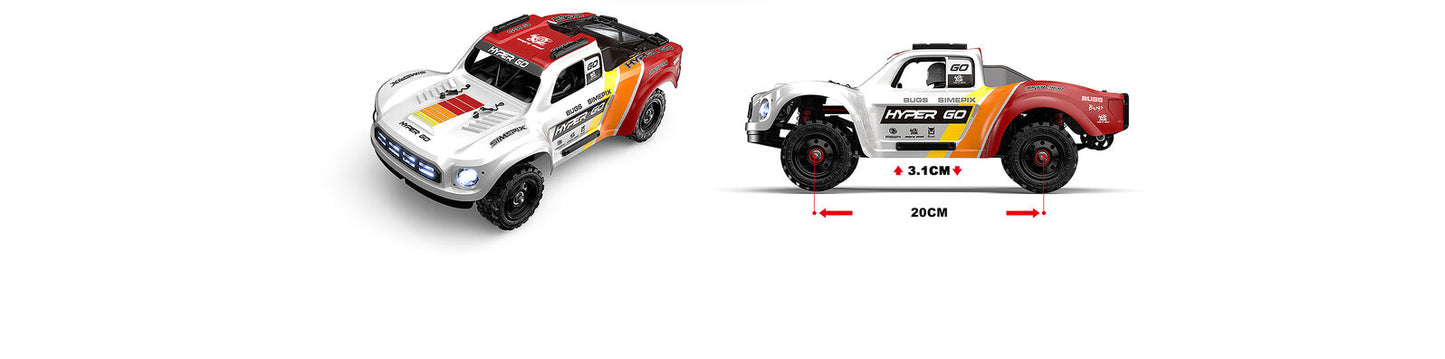 MJX 1/14 Hyper Go 4WD High-Speed Off-Road Brushless RC Short Course Includes USB Charger & battery