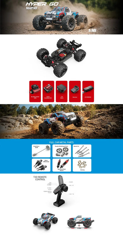 MJX Hyper Go 16218 Brushless 1/16 RC Car 4WD High Speed Off-Road RC Truck