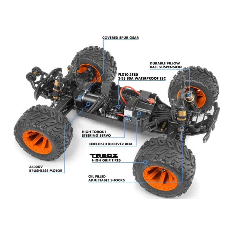 Maverick Quantum MT Flux 80A 1/10 RC Truck Blue/Orange MV150202