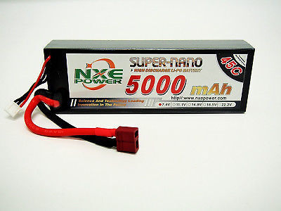 NXE 7.4v 5000mah 45c Hard case Lipo w/Deans NXE5000HC452