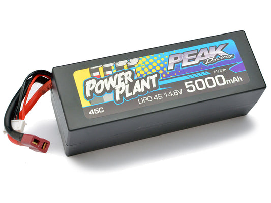 Peak Racing Power Plant Lipo 5000 14.8V 45C (Black case, Deans Plug) 4S/4CELL PEK00555