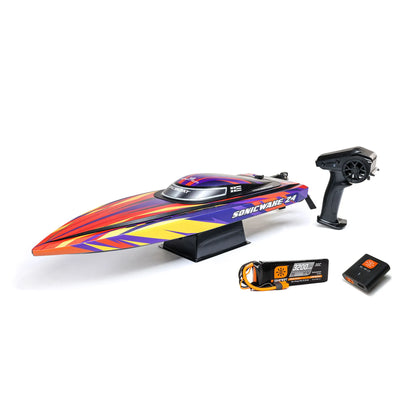 Pro Boat Sonicwake 24inch Self-Righting Brushless Deep-V Boat, RTR, Red, PRB-1992T1