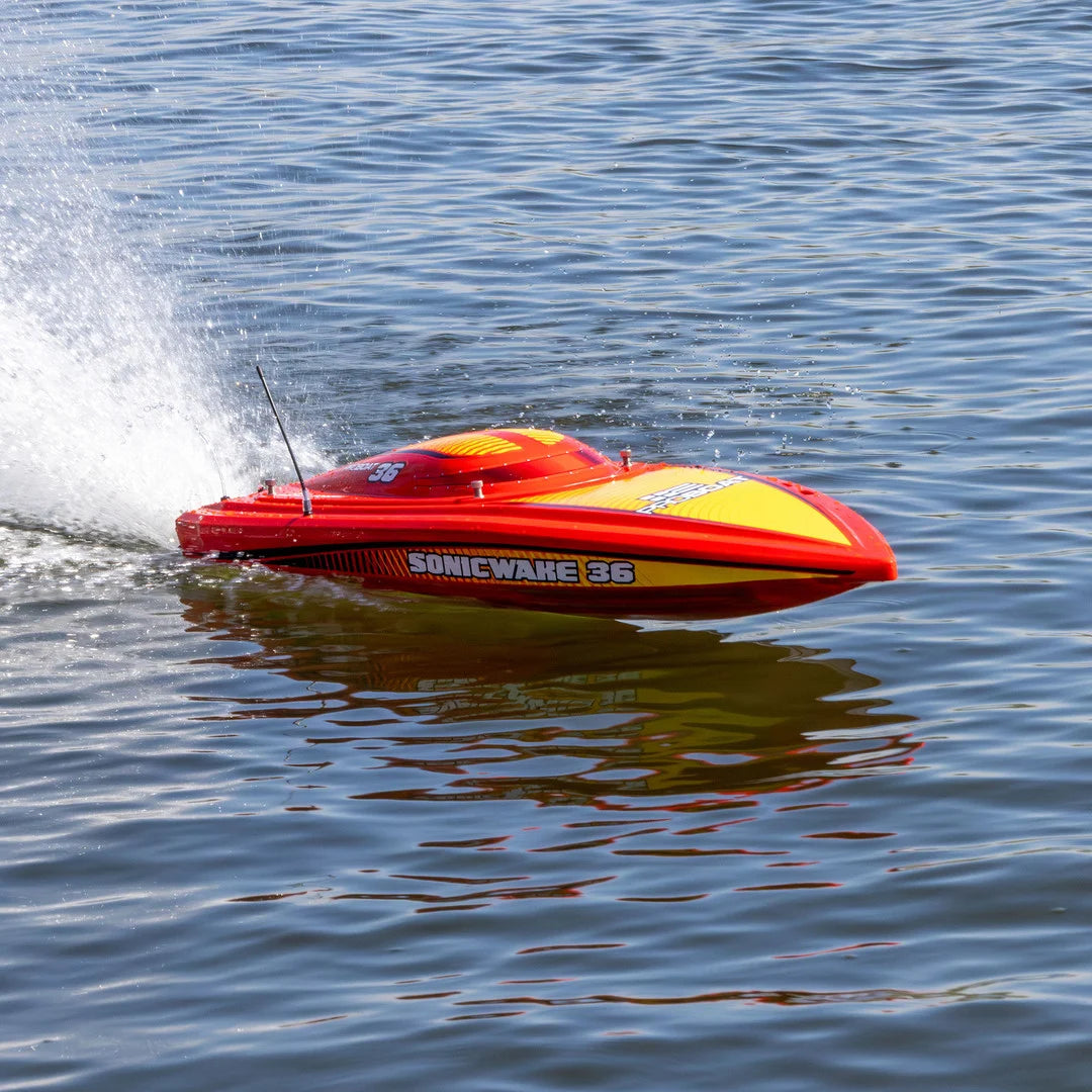 ProBoat Sonicwake 36 V3 Self Righting Deep-V RC Boat, RTR, Red