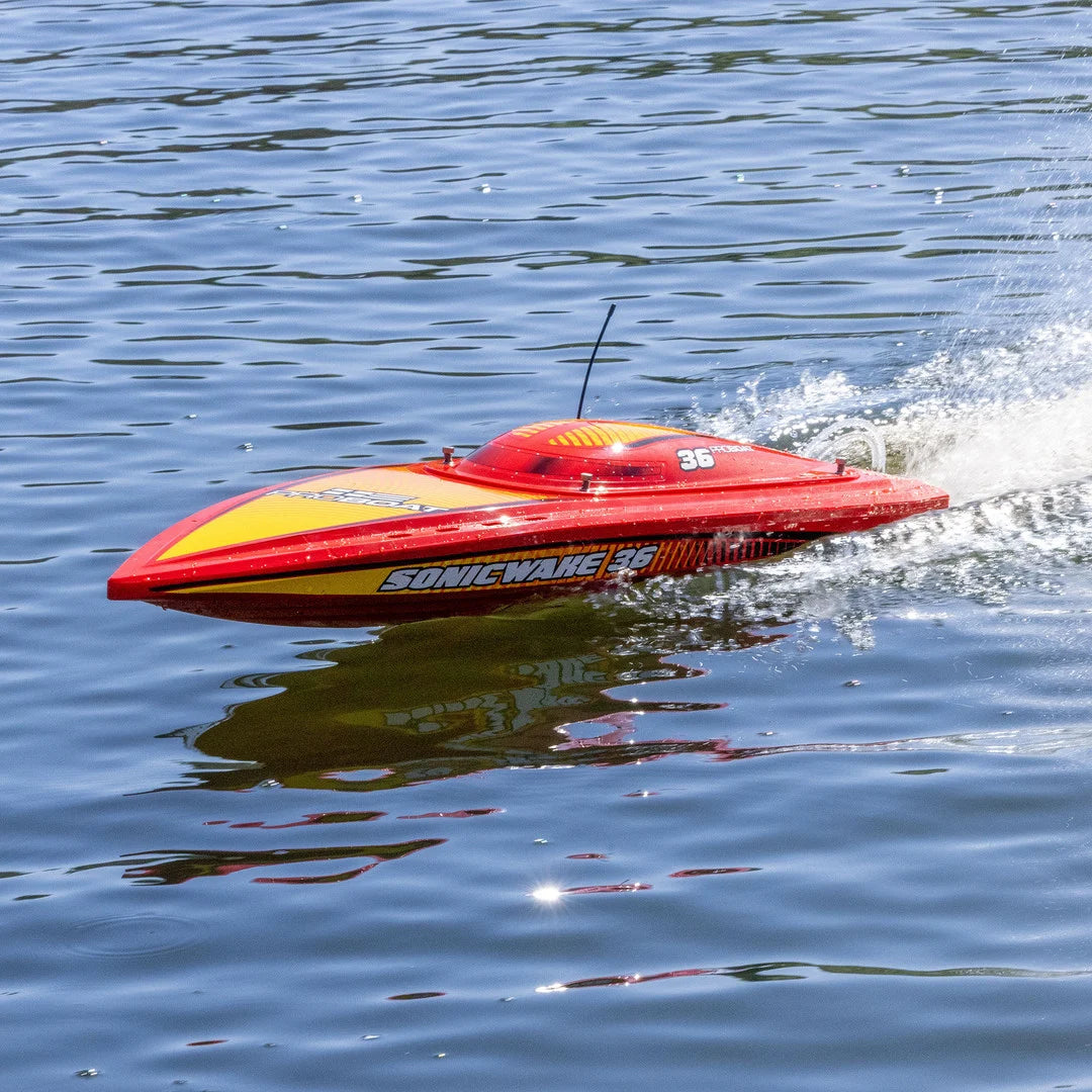 ProBoat Sonicwake 36 V3 Self Righting Deep-V RC Boat, RTR, Red