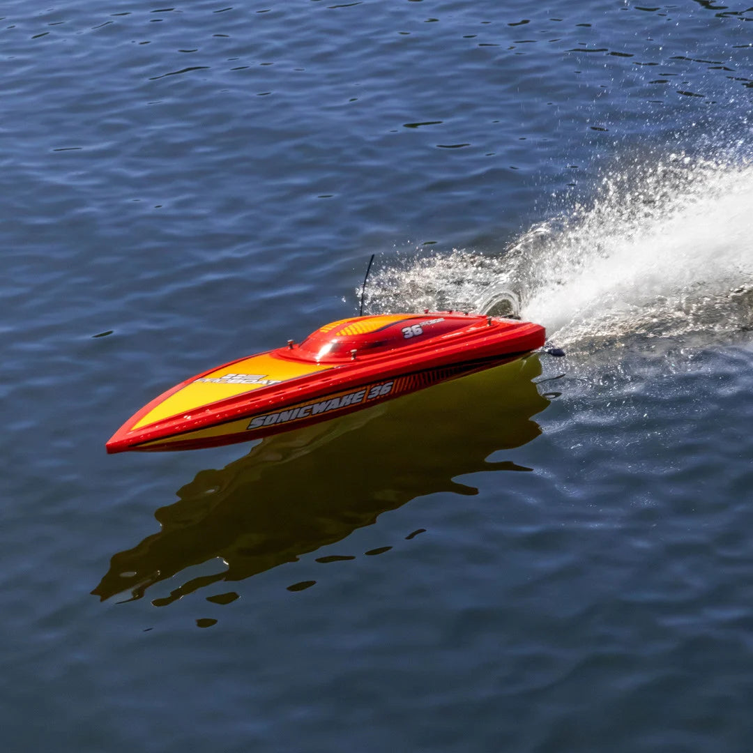 ProBoat Sonicwake 36 V3 Self Righting Deep-V RC Boat, RTR, Red