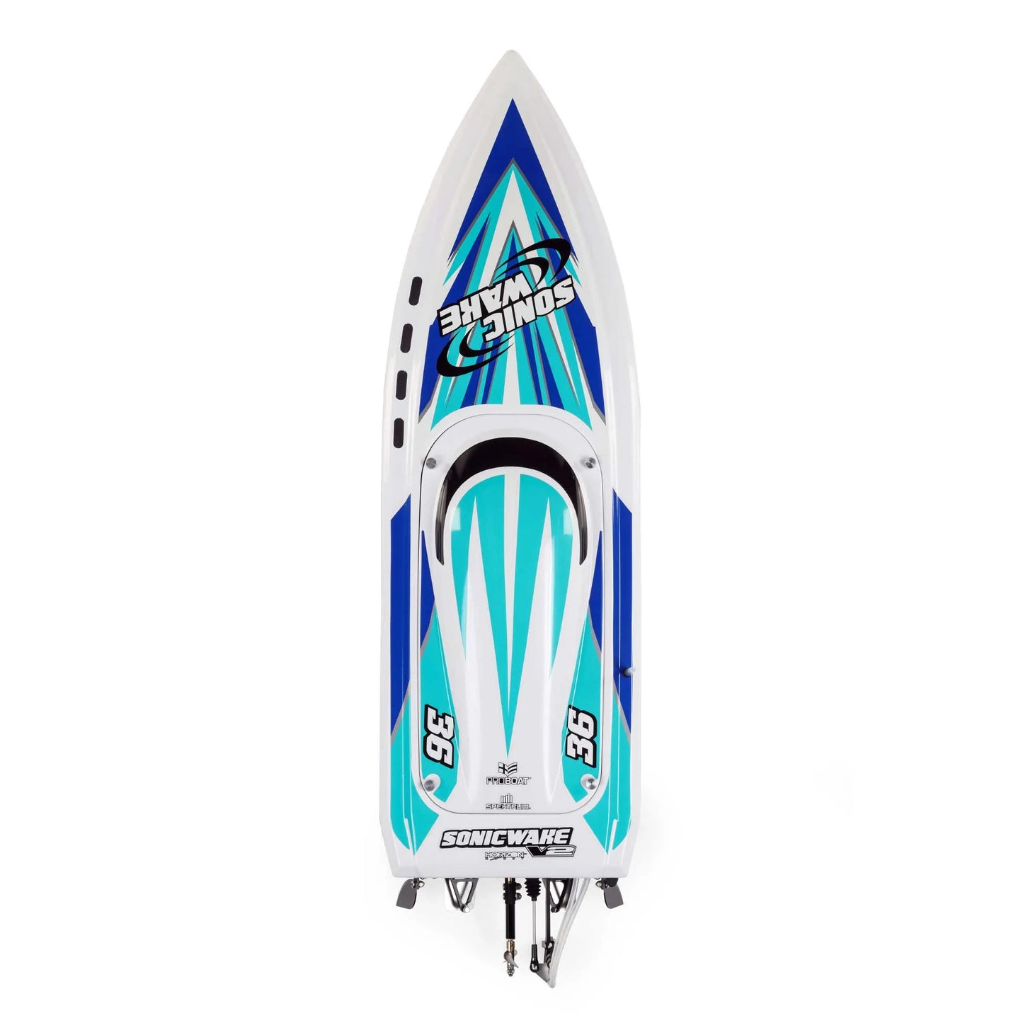 Pro Boat Sonicwake V2 36inch DeepV Boat, RTR, White, PRB08032V2T2