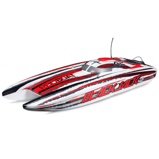 Pro Boat Blackjack 42 Brushless 8S Catamaran, RTR, Red / White, PRB08043T2