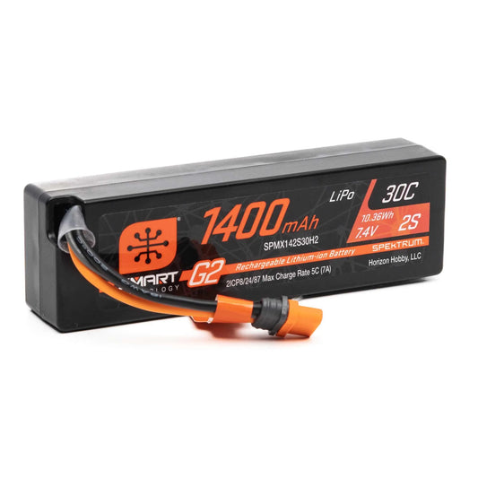 Spektrum 1400mah 2S 7.4v Smart G2 30C LiPo Battery with IC2 Connector, Grom