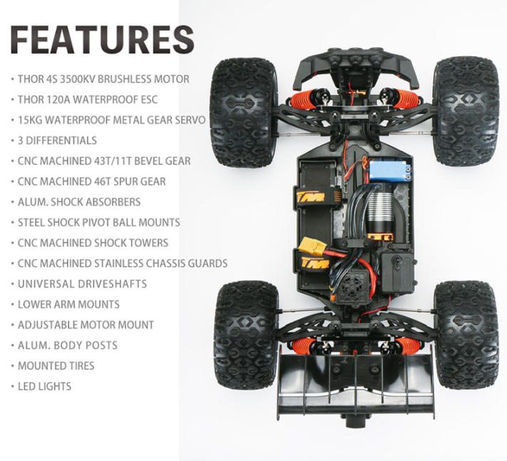 Team Magic 51006 1/10 E5 HX 4S Monster Truggy-Brushless (Yellow)