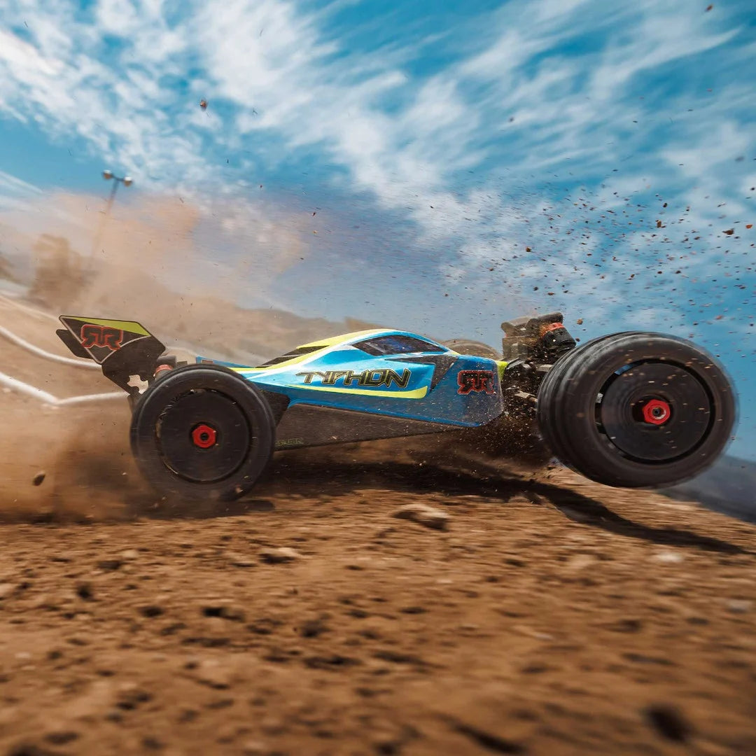 Arrma Typhon 223S DSC 4X4 BLX 1/8 RC Buggy, RTR, Blue/Yellow, ARA4306V4T4