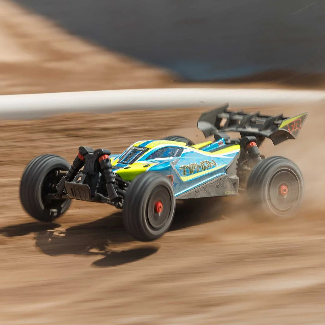 Arrma Typhon 223S DSC 4X4 BLX 1/8 RC Buggy, RTR, Blue/Yellow, ARA4306V4T4