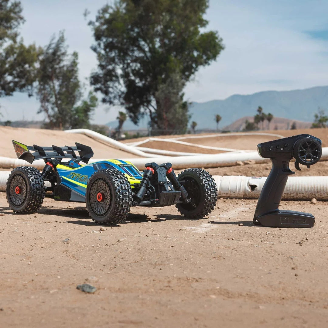 Arrma Typhon 223S DSC 4X4 BLX 1/8 RC Buggy, RTR, Blue/Yellow, ARA4306V4T4