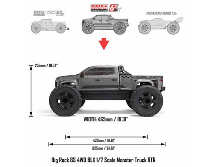 Arrma Big Rock 6S 4WD BLX 1/7 Monster Truck RTR, White, ARA7612T3