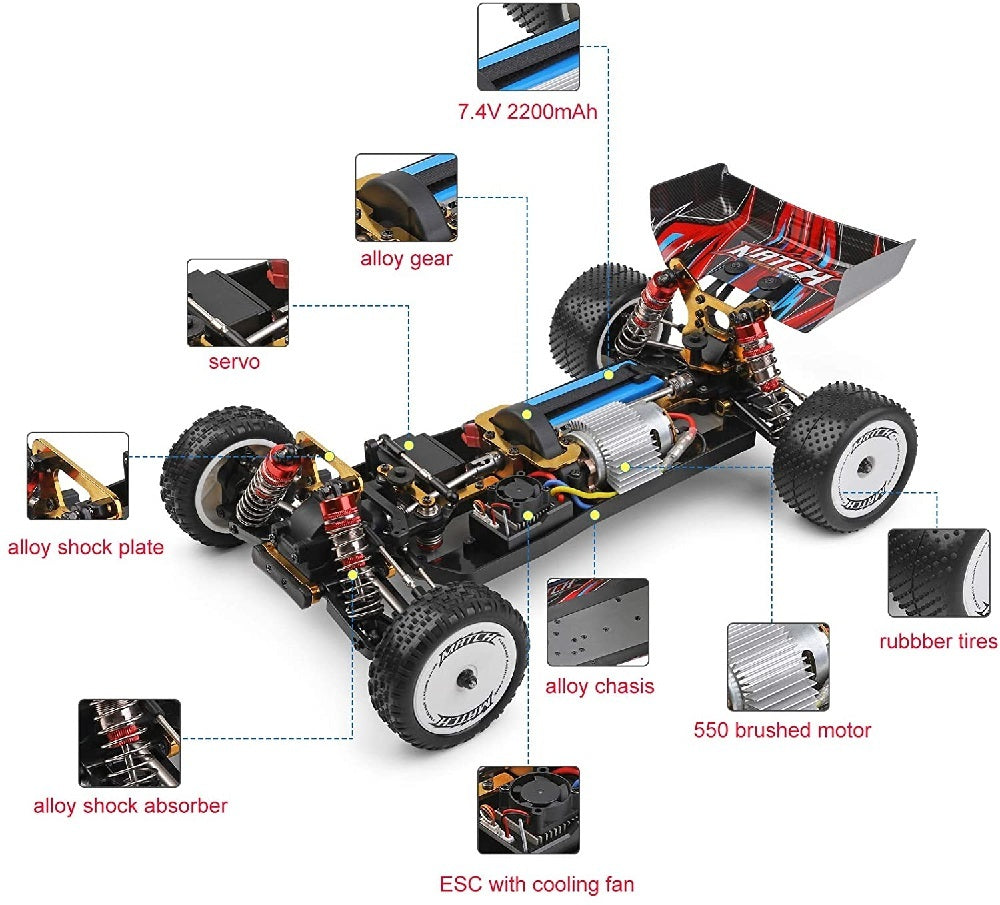 104001 WL TOYS 1:10 4WD OFF ROAD RC BUGGY All Metal Chassis 4WD Buggy that reaches 45kmph