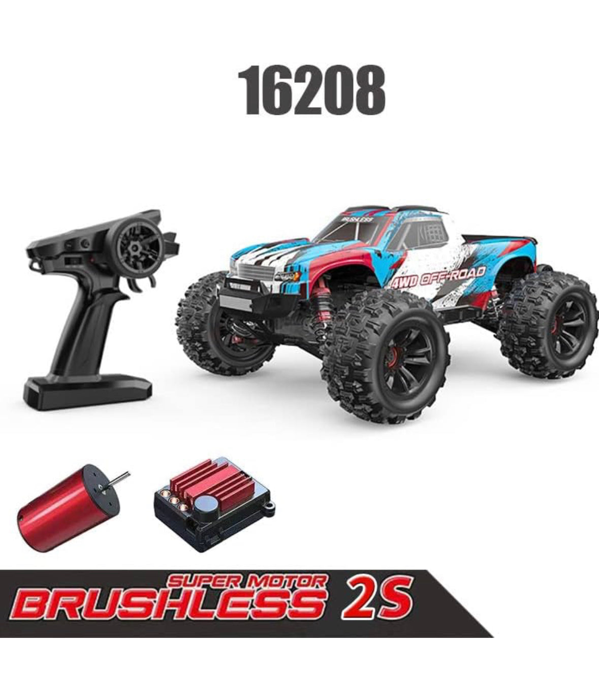 Hyper Go MJX 16208 RC Truck, 1/16 Brushless Off-Road RC Car